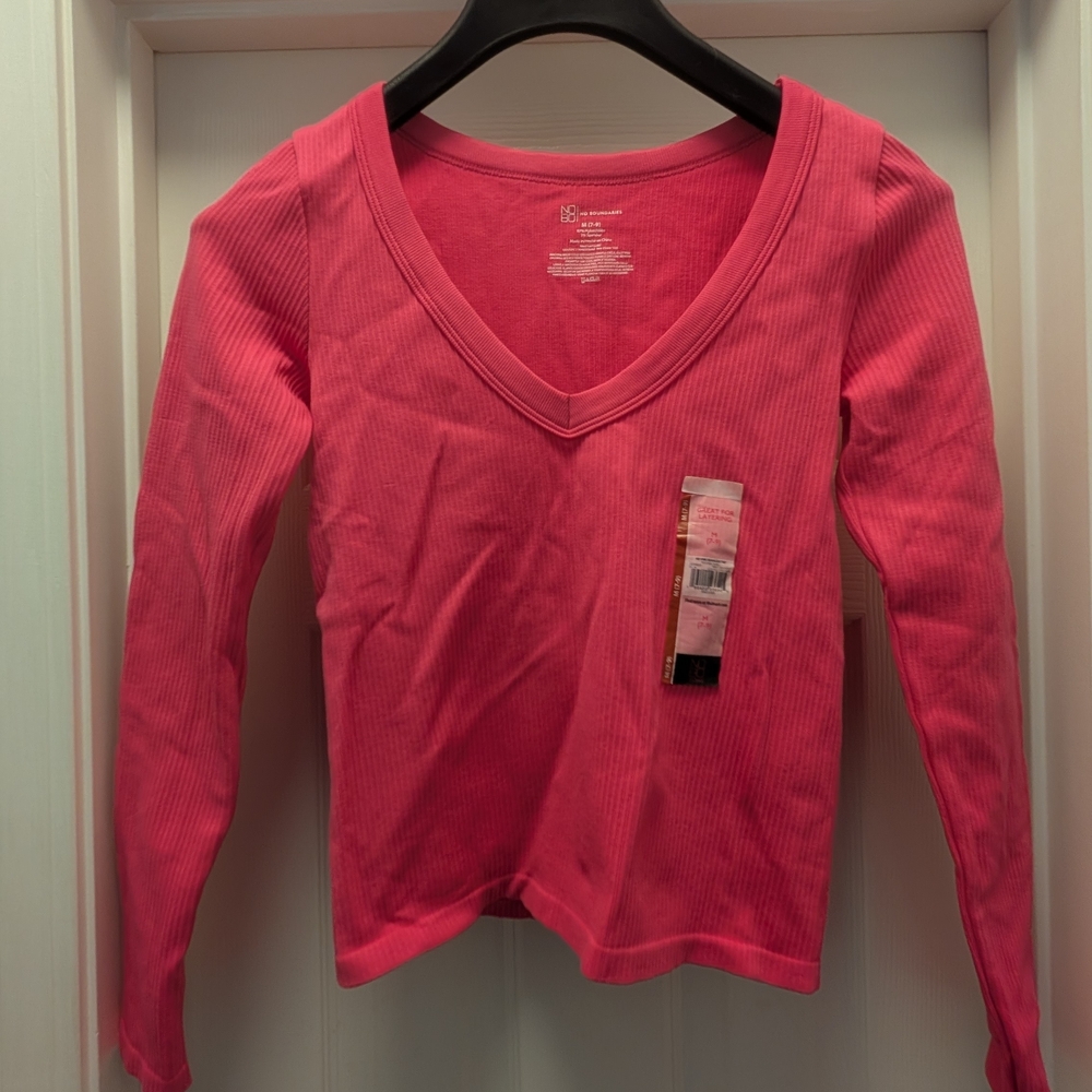 No Boundaries Vibrant Pink V-Neck Top